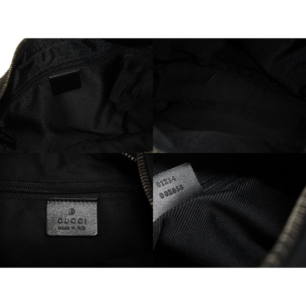 Gucci Canvas Hobo Bag Black Leather One Shoulder GG - Picture 9 of 9